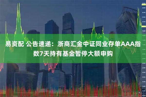 易资配 公告速递：浙商汇金中证同业存单AAA指数7天持有基金暂停大额申购
